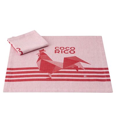 Le Jacquard Francais Coco-Rico Box Set 2 Napkins Red 22 x 22 Inch, MPN: 30361