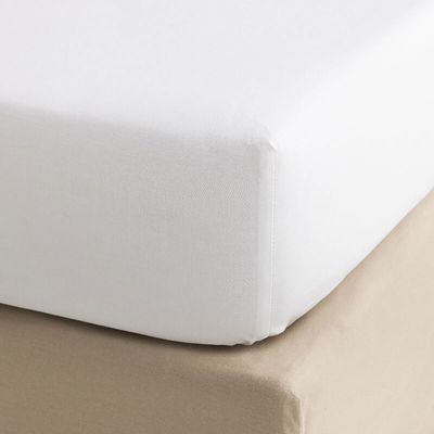 Le Jacquard Francais Songe Fitted Sheet White 71 x 79 x 14 Inch, MPN: 29903