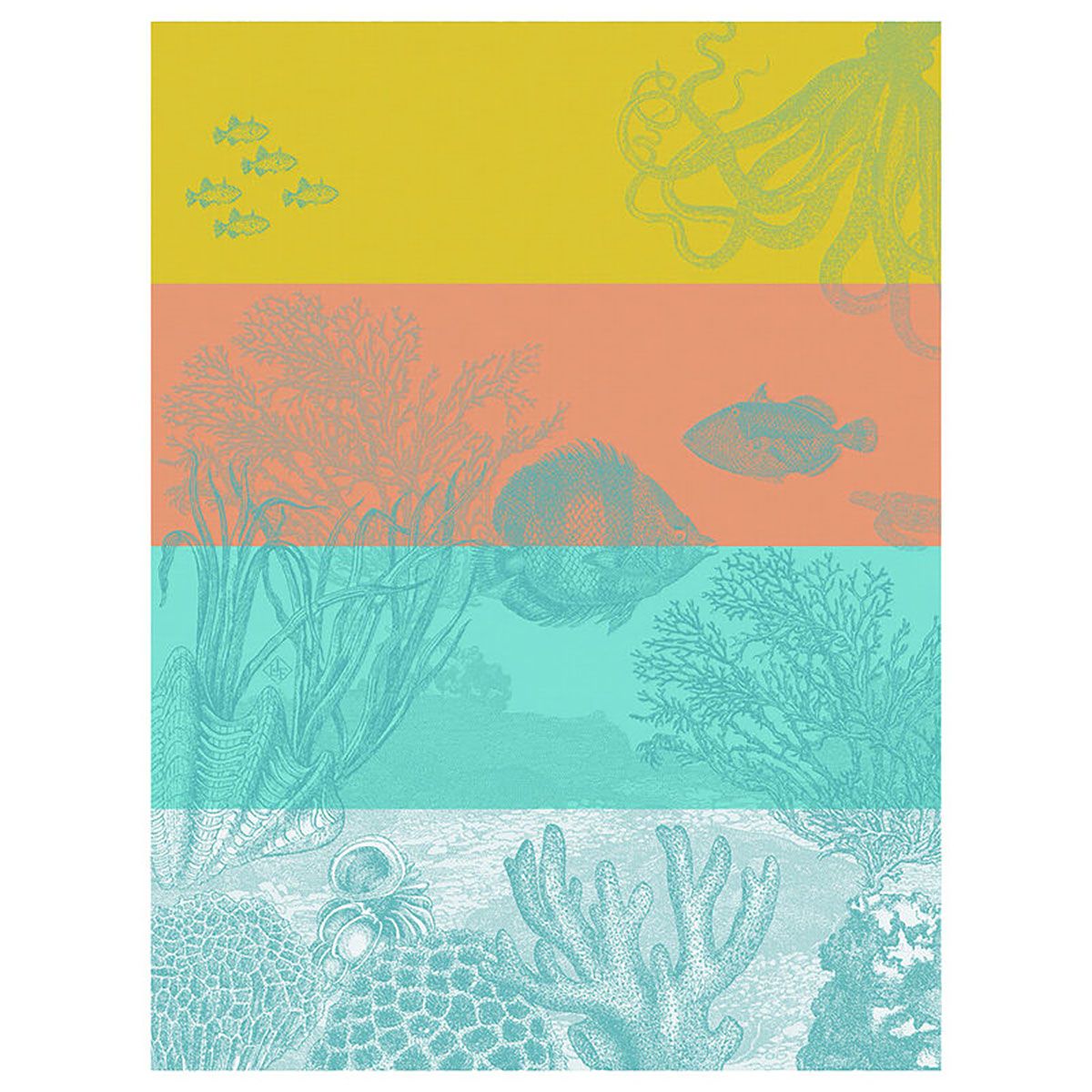 Le Jacquard Francais Sous Locean Tea Towel Orange 24 x 31 Inch Set of 4, MPN: 30442