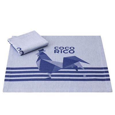 Le Jacquard Francais Coco-Rico Box Set 2 Napkins Blue 22 x 22 Inch, MPN: 30362