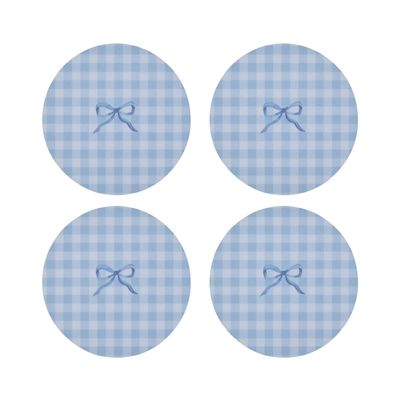 Addison Ross London Lacquer 12cm Gingham Coaster Blue, MPN: GN1003
