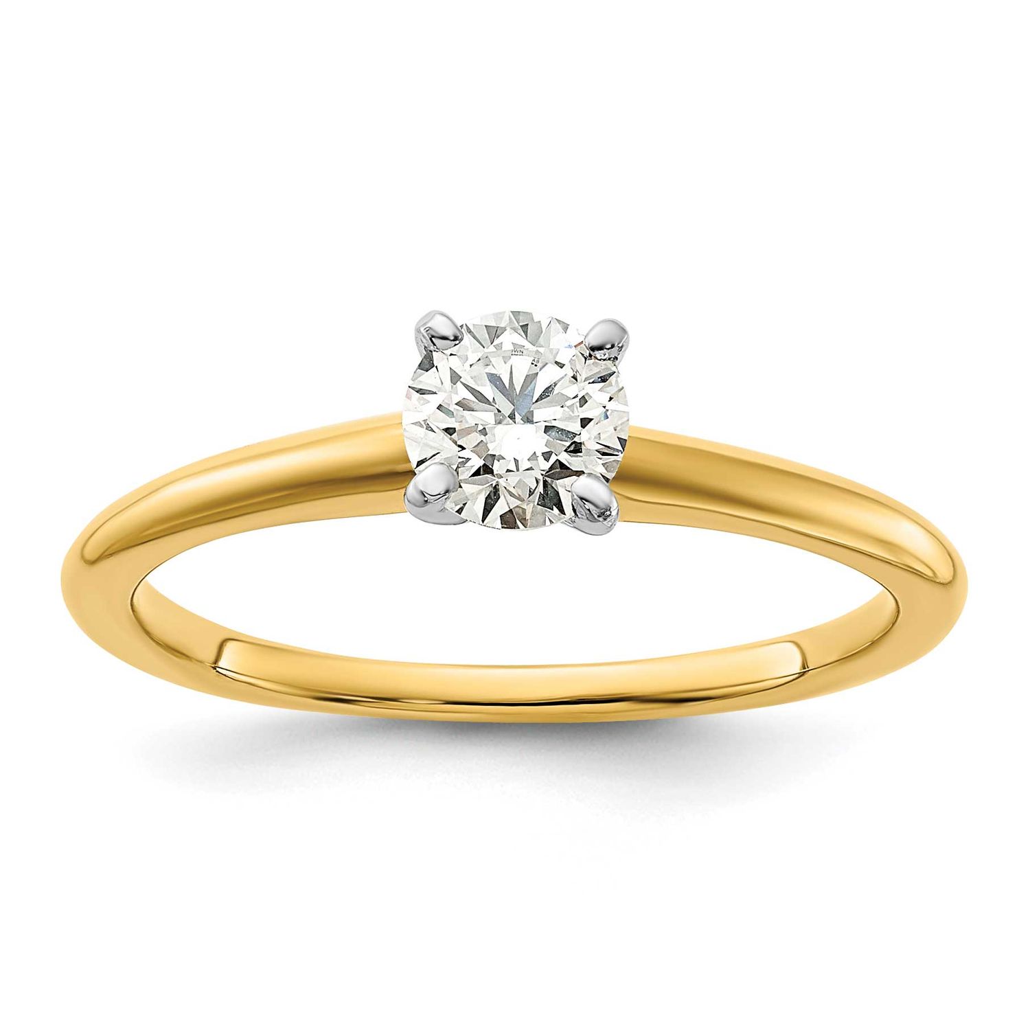 1/2 carat Round VS/SI DEF Lab Grown Diamond Solitaire 4 Prong Ring 14k Two-tone Gold, RM5965R-050-7