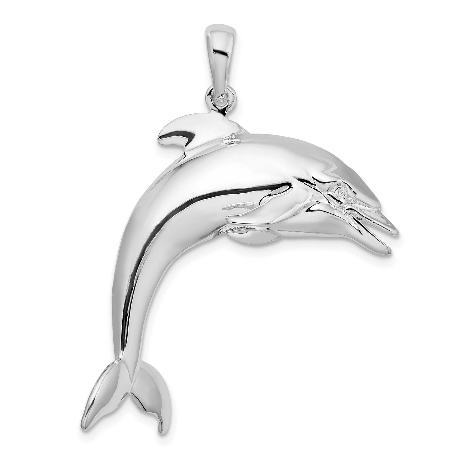 De-Ani Polished 3D Jumping Dolphin Pendant Sterling Silver Rhodium-plated, QC9966, 637218151783