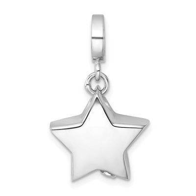 Polished Star Ash Holder Bead Pendant Sterling Silver Rhodium-plated, QC11503,