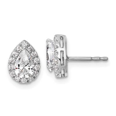 Lab Grown Diamond VS/SI FGH Pear Halo Earrings Semi-Mount 14k White Gold, EM10432-125-WLG,