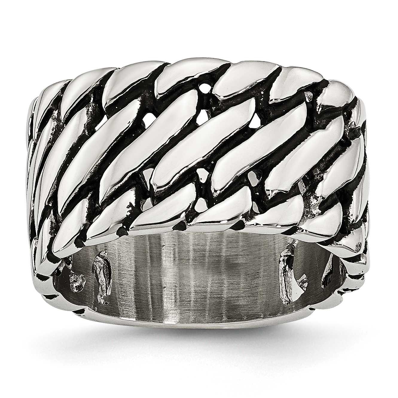 Tread Design Ring Stainless Steel Polished, SR286-8, 886774264998