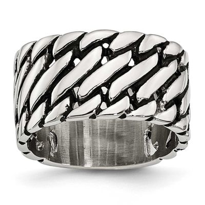 Tread Design Ring Stainless Steel Polished, SR286-8, 886774264998