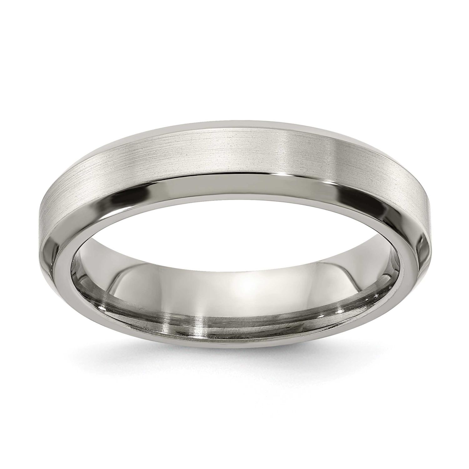 Edward Mirell Polished Beveled Edge 5mm Band Titanium Brushed, EMR153-5MM-7,