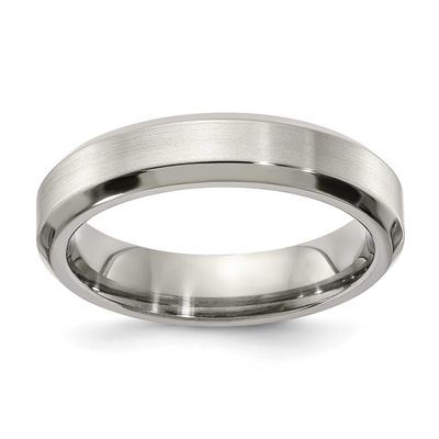 Edward Mirell Polished Beveled Edge 5mm Band Titanium Brushed, EMR153-5MM-7,