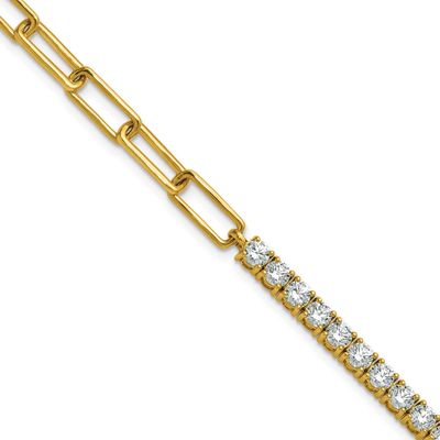 Lab Grown Diamond VS/SI FGH Half &amp; Half Paperclip 1 in ext. Bracelet 14k Gold, BM10283-375-LG,