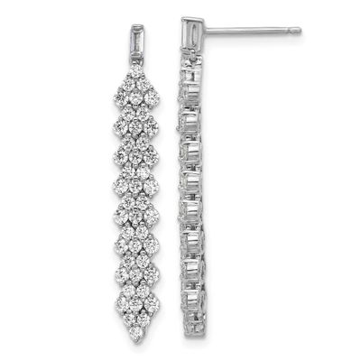 Cheryl M Polished Fancy CZ Post Dangle Earrings Sterling Silver Rhodium-plated, QCM1710, 1969042772