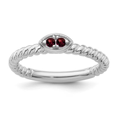 Garnet Twisted Ring 14k White Gold, SK2131-7, 196904275153