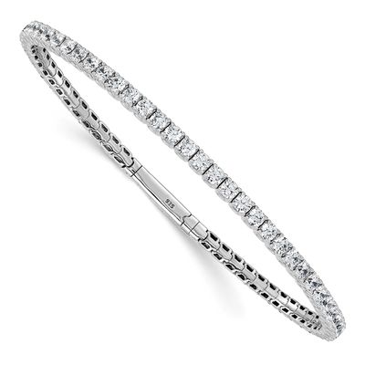 3mm CZ 59 Stone 8 inch Flexible Bangle Bracelet Sterling Silver Rhodium-plated, QSH161-8, 196904314