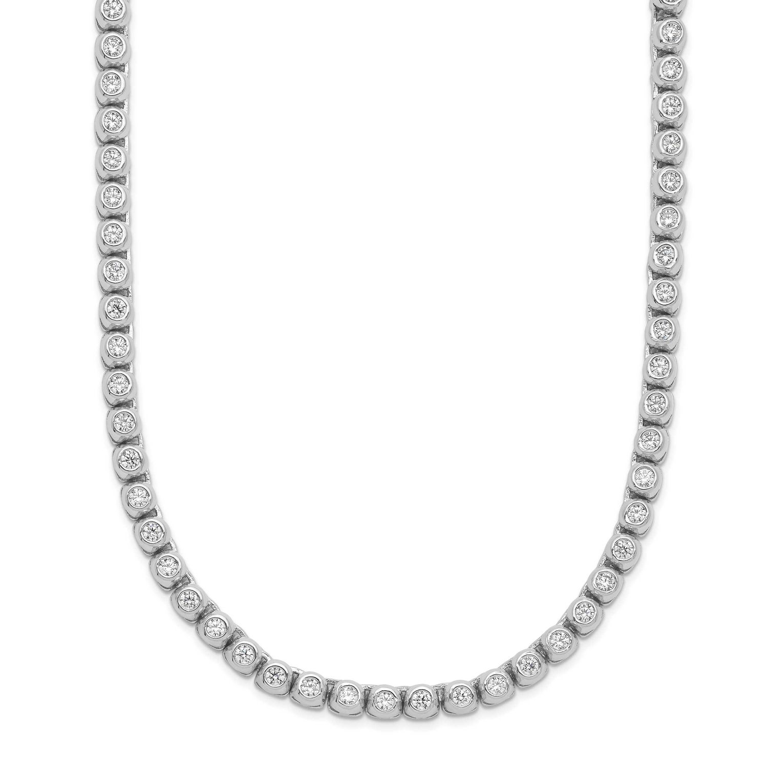 Bezel Set 1.7mm CZ 135 Stone 17 inch Necklace Sterling Silver Rhodium-plated, QSH172-17, 1969043140