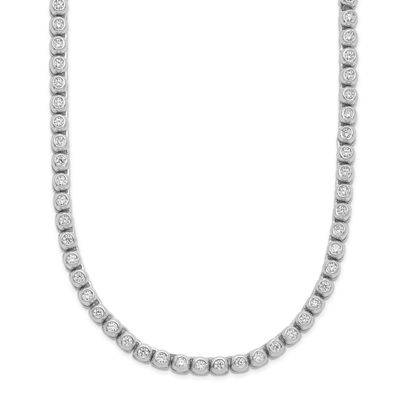 Bezel Set 1.7mm CZ 135 Stone 17 inch Necklace Sterling Silver Rhodium-plated, QSH172-17, 1969043140