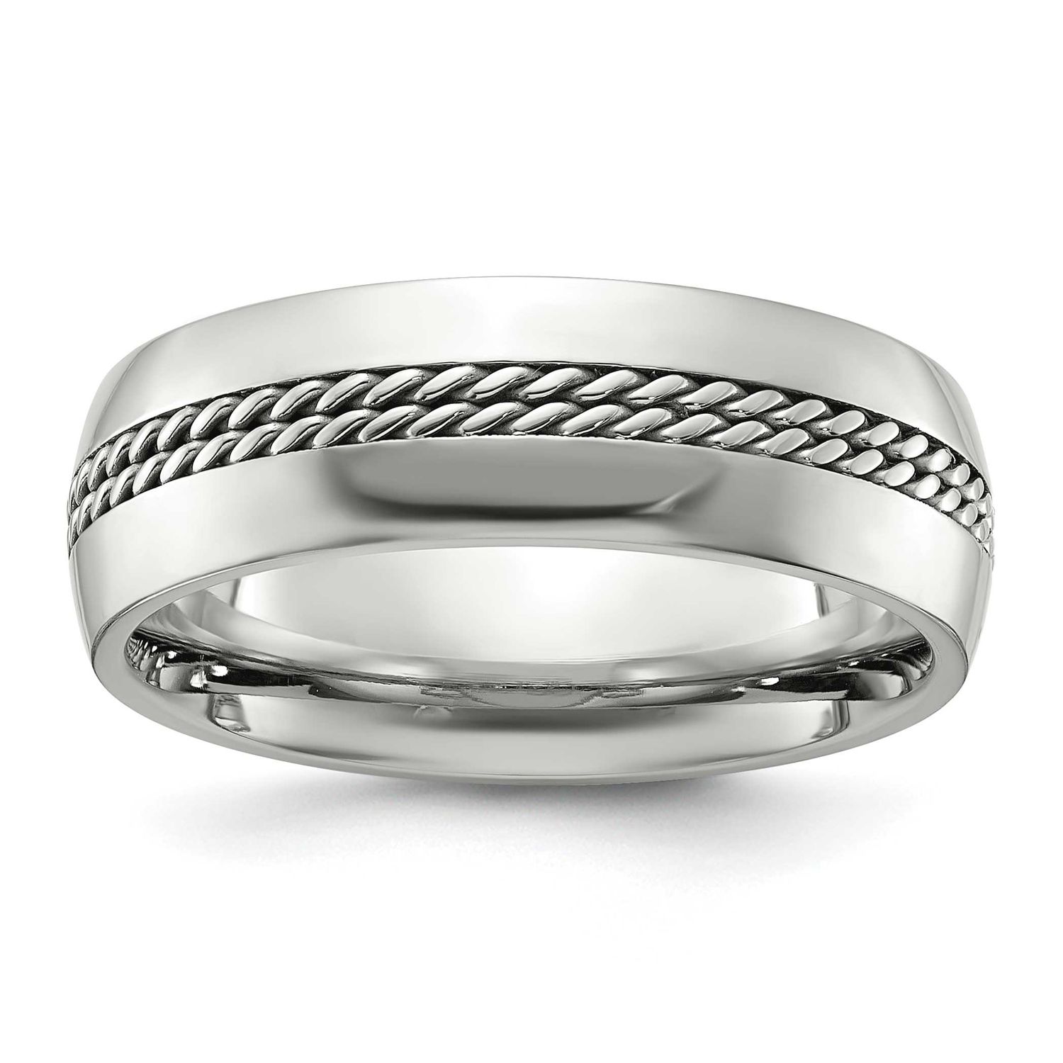 Curb Chain Inlay 7mm Band Titanium Polished, TB533-7.5, 196904297490