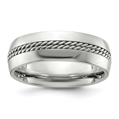 Curb Chain Inlay 7mm Band Titanium Polished, TB533-7.5, 196904297490