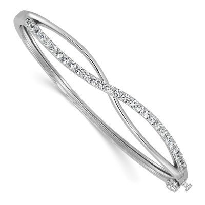 Cheryl M Polished CZ Infinity Hinged Bangle Sterling Silver Rhodium-plated, QCM1777, 196904278710