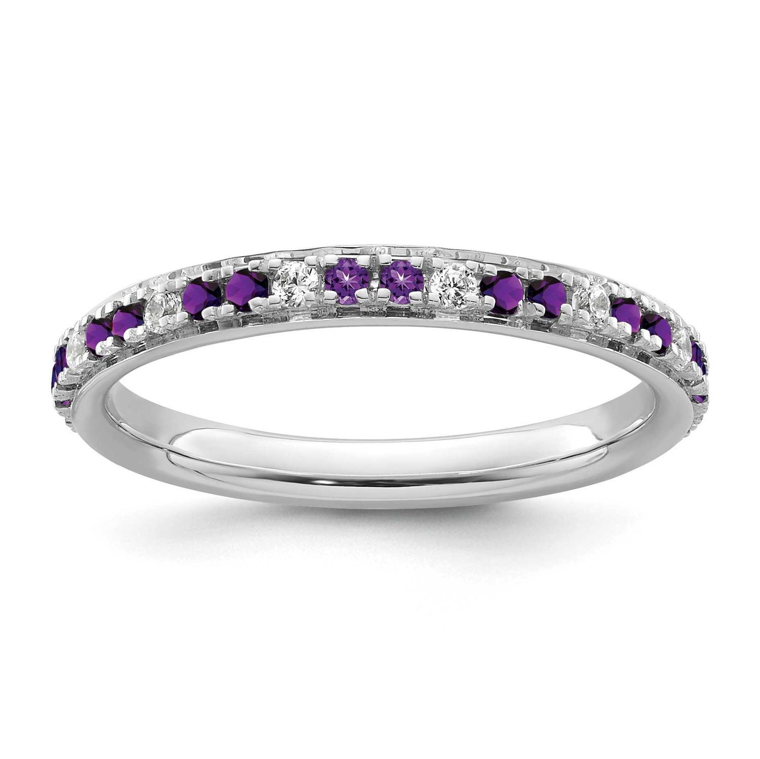 Amethyst and Diamond Ring 14k White Gold, SK2200-8,