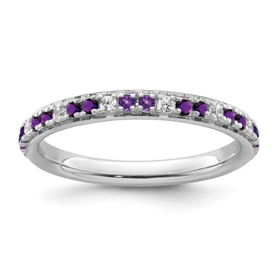 Amethyst and Diamond Ring 14k White Gold, SK2200-8,