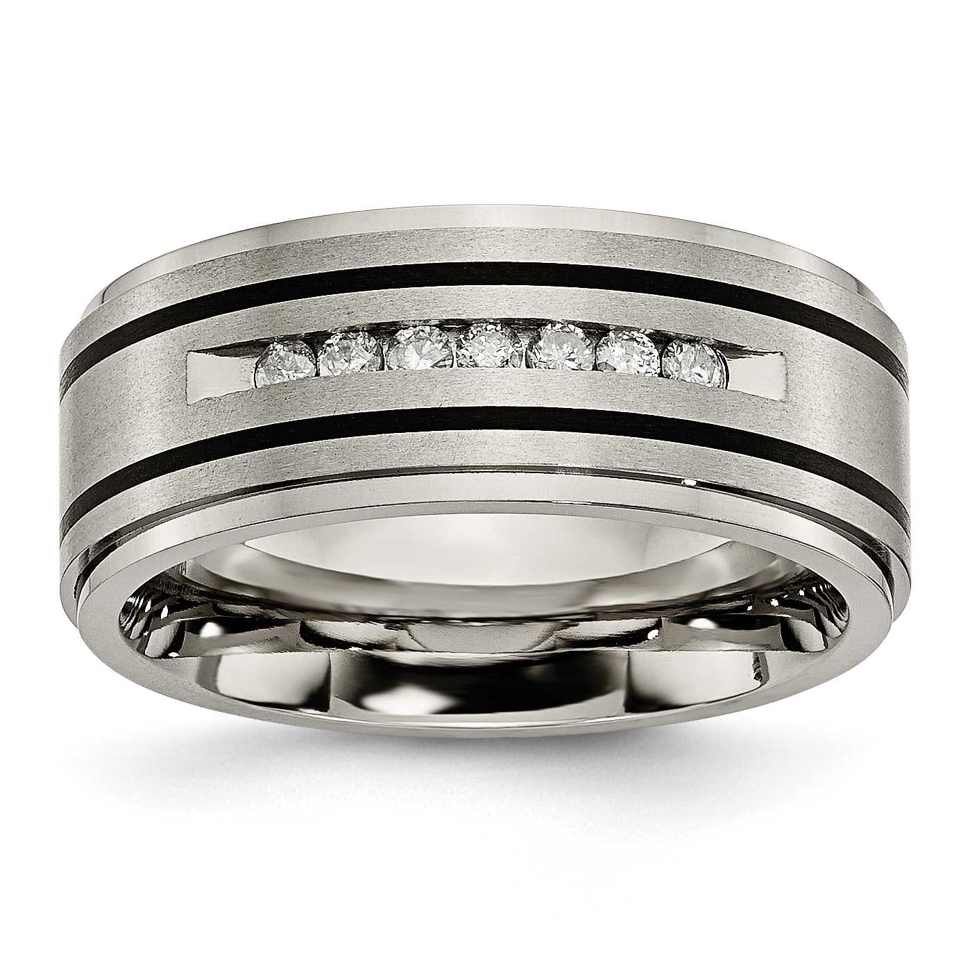 Polished and Enameled 1/4 Carat Diamond 9mm Band Titanium Brushed, TB437A-8.5, 883957517346