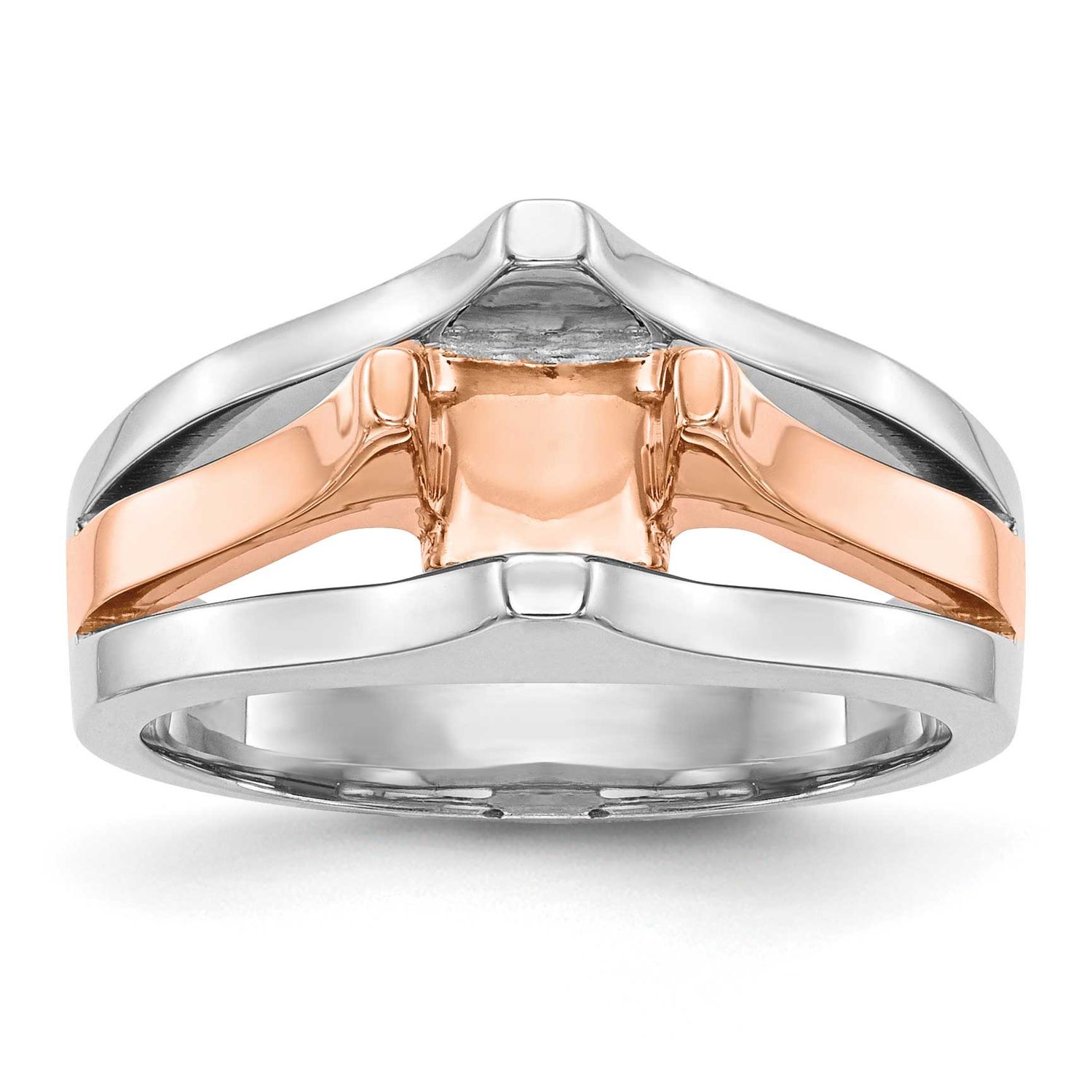 1 carat 6.50 mm 4-Prong Round Solitaire Engagement Ring Mounting 14k Two-tone Gold, RM1950E-100-RW,