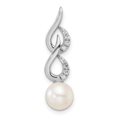 Polished Diamond and Pearl Chain Slide 14k White Gold, PM9995-006-WAA,