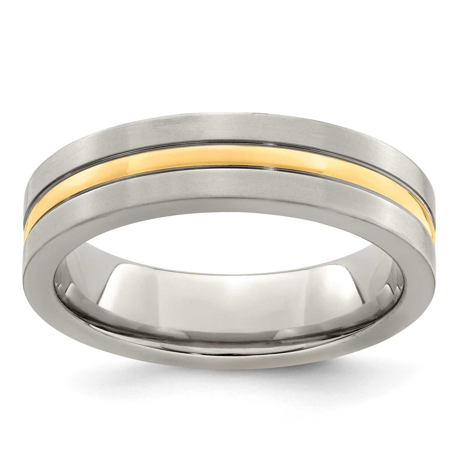 Edward Mirell and 14k Yellow Brushed &amp; Polished 6mm Band Titanium, EMR204-13, 886774282305