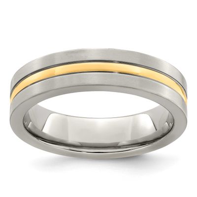 Edward Mirell and 14k Yellow Brushed &amp; Polished 6mm Band Titanium, EMR204-13, 886774282305