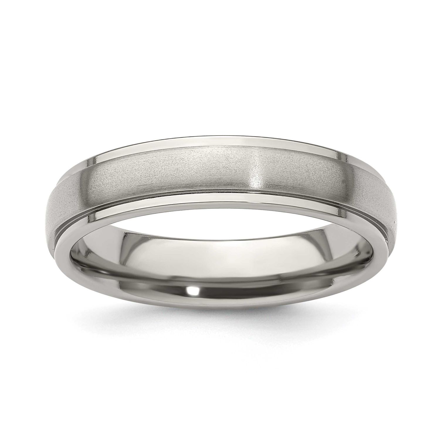 Edward Mirell Polished Step Edge 5mm Band Titanium Brushed, EMR148-5MM-5,