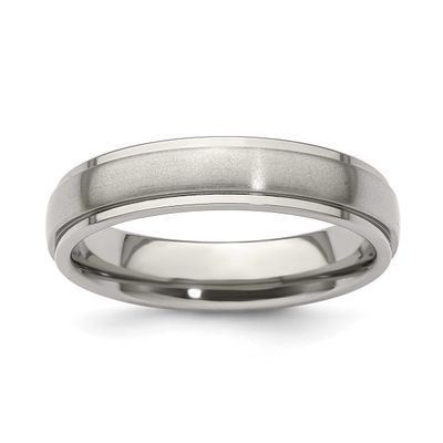 Edward Mirell Polished Step Edge 5mm Band Titanium Brushed, EMR148-5MM-5,