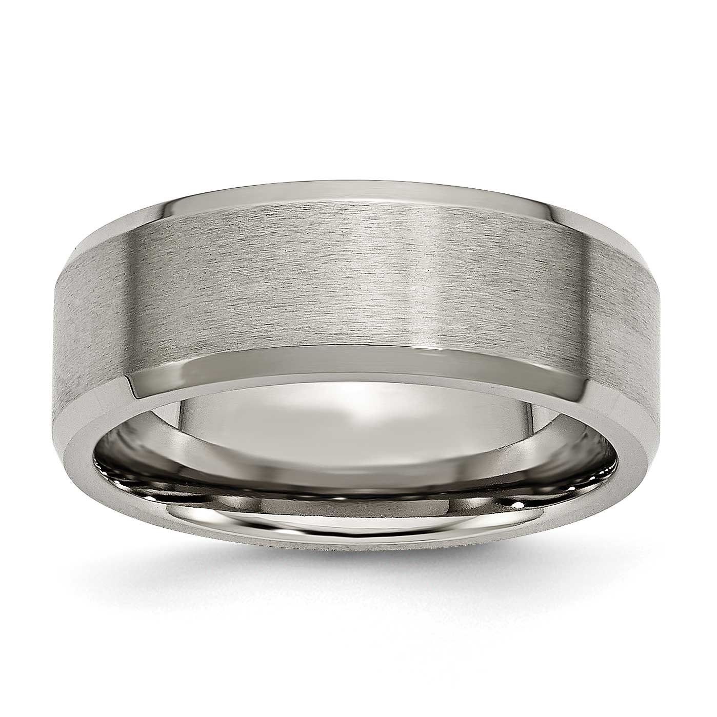 8mm Beveled Edge Band Titanium Brushed and Polished, TB115-12.5, 883957762104