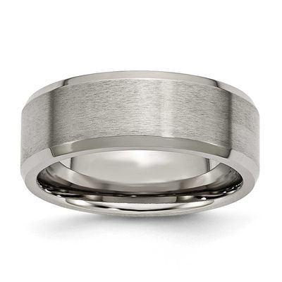 8mm Beveled Edge Band Titanium Brushed and Polished, TB115-12.5, 883957762104