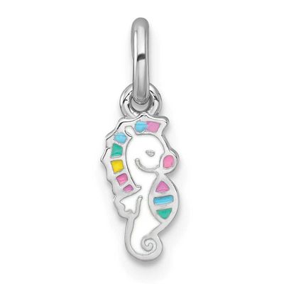 Enamel Seahorse Children&#39;s Pendant Sterling Silver Rhodium-plated, QP5984,