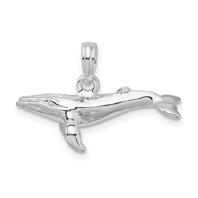 De-Ani Polished 3D Humpback Whale Pendant Sterling Silver Rhodium-plated, QC10422, 637218179077