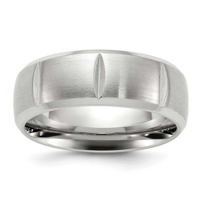Grooved 8mm Band Titanium Brushed and Polished, TB532-13, 196904297629