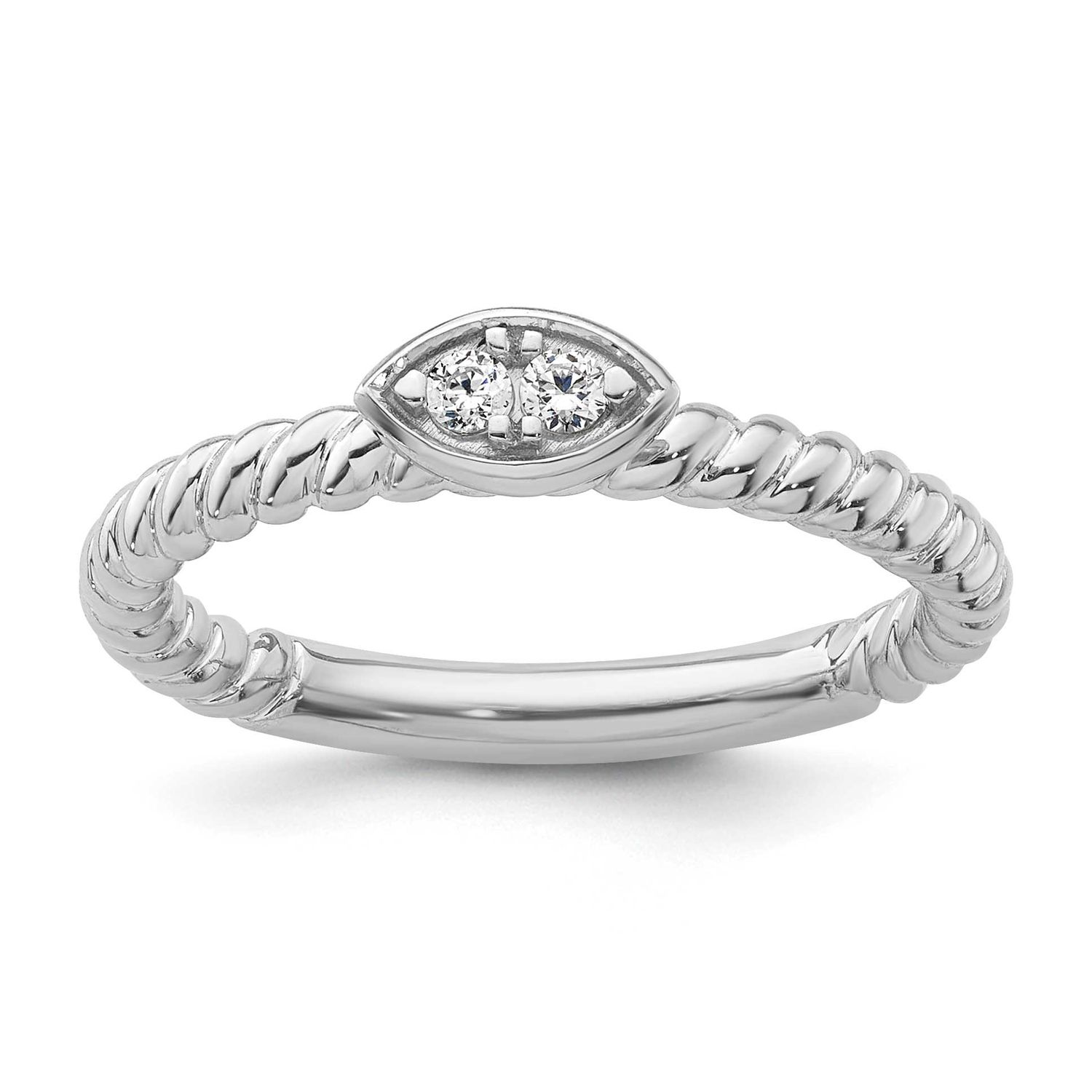 White Topaz Twisted Ring 14k White Gold, SK2134-8, 196904275023