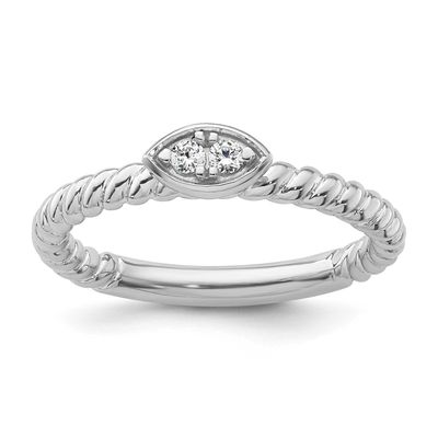 White Topaz Twisted Ring 14k White Gold, SK2134-8, 196904275023
