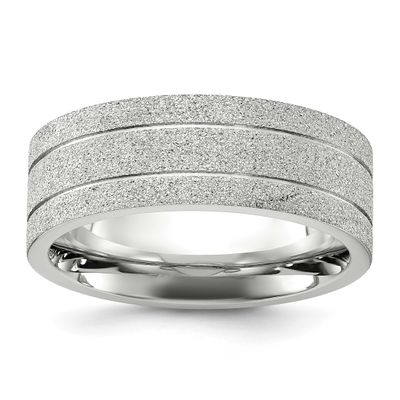 Laser-cut and Grooved 8mm Band Stainless Steel Polished, SR735-9.5, 196904252628