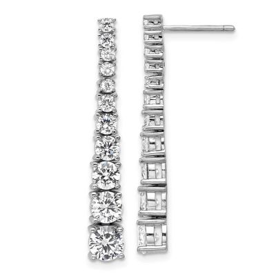 Cheryl M Polished Graduated CZ Post Dangle Earrings Sterling Silver Rhodium-plated, QCM1746, 196904