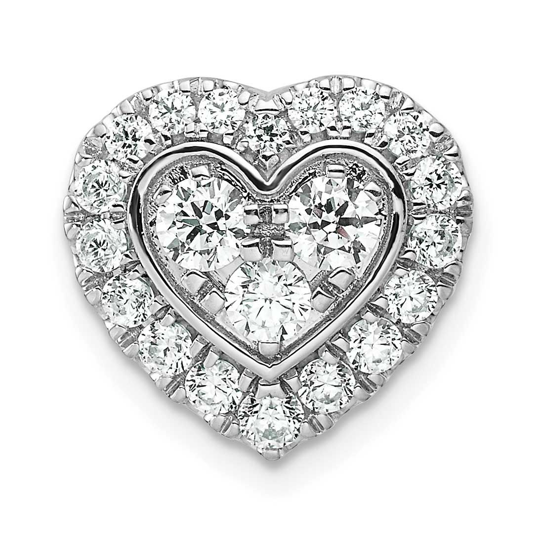 Lab Grown Diamond VS/SI FGH Halo Heart Chain Slide 14k White Gold, PM10524-090-WLG,