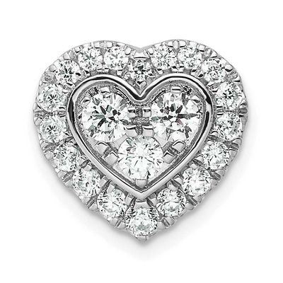 Lab Grown Diamond VS/SI FGH Halo Heart Chain Slide 14k White Gold, PM10524-090-WLG,