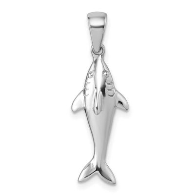 Polished Shark Pendant Sterling Silver Rhodium-plated, QG7242P,
