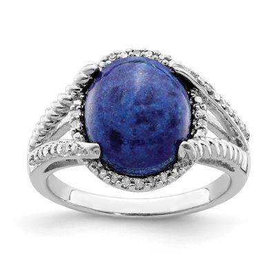 Lapis and Diamond Ring Sterling Silver Rhodium-plated, QR5593-6, 883957408187