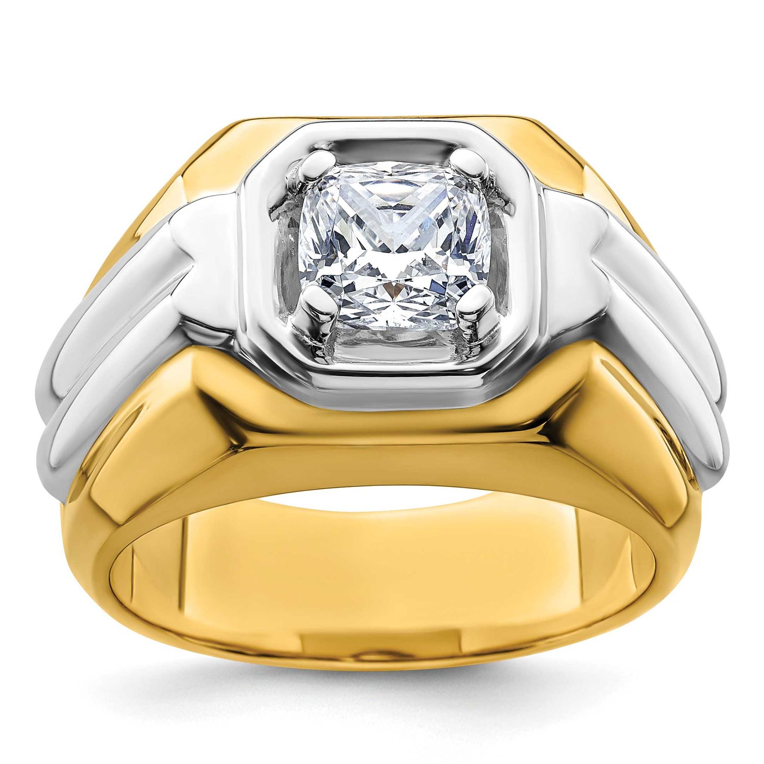 IBGoodman Men&#39;s Polished Complete Lab Grown VS/SI FGH Diamond Ring 14k Two-tone Gold, B220094B-4YWL