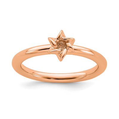 Pink-plated Star of David Ring Sterling Silver, QSK1948-6, 191101721762