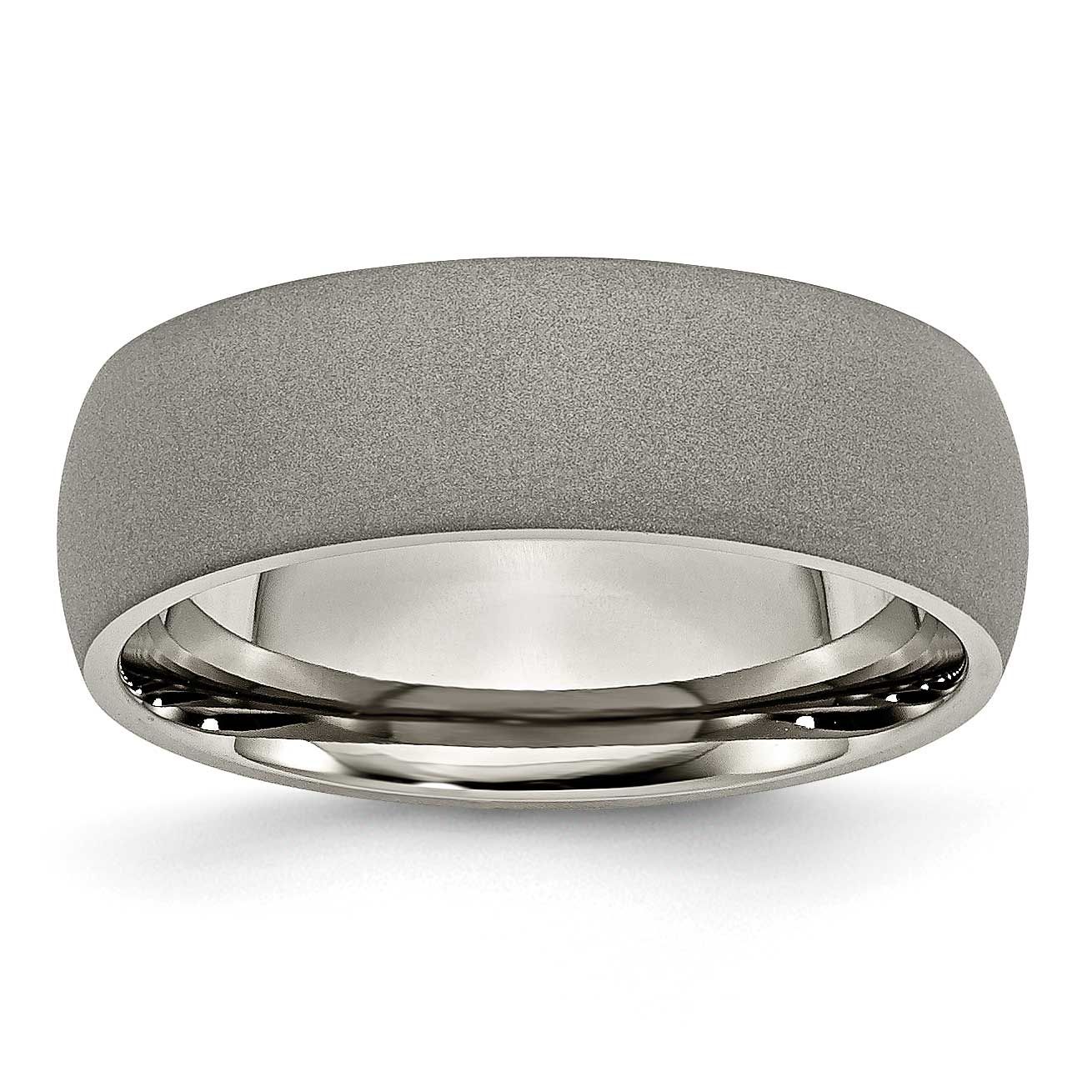 Stone Finish 7mm Half Round Band Titanium, TB110-11, 883957758367