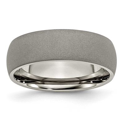 Stone Finish 7mm Half Round Band Titanium, TB110-11, 883957758367