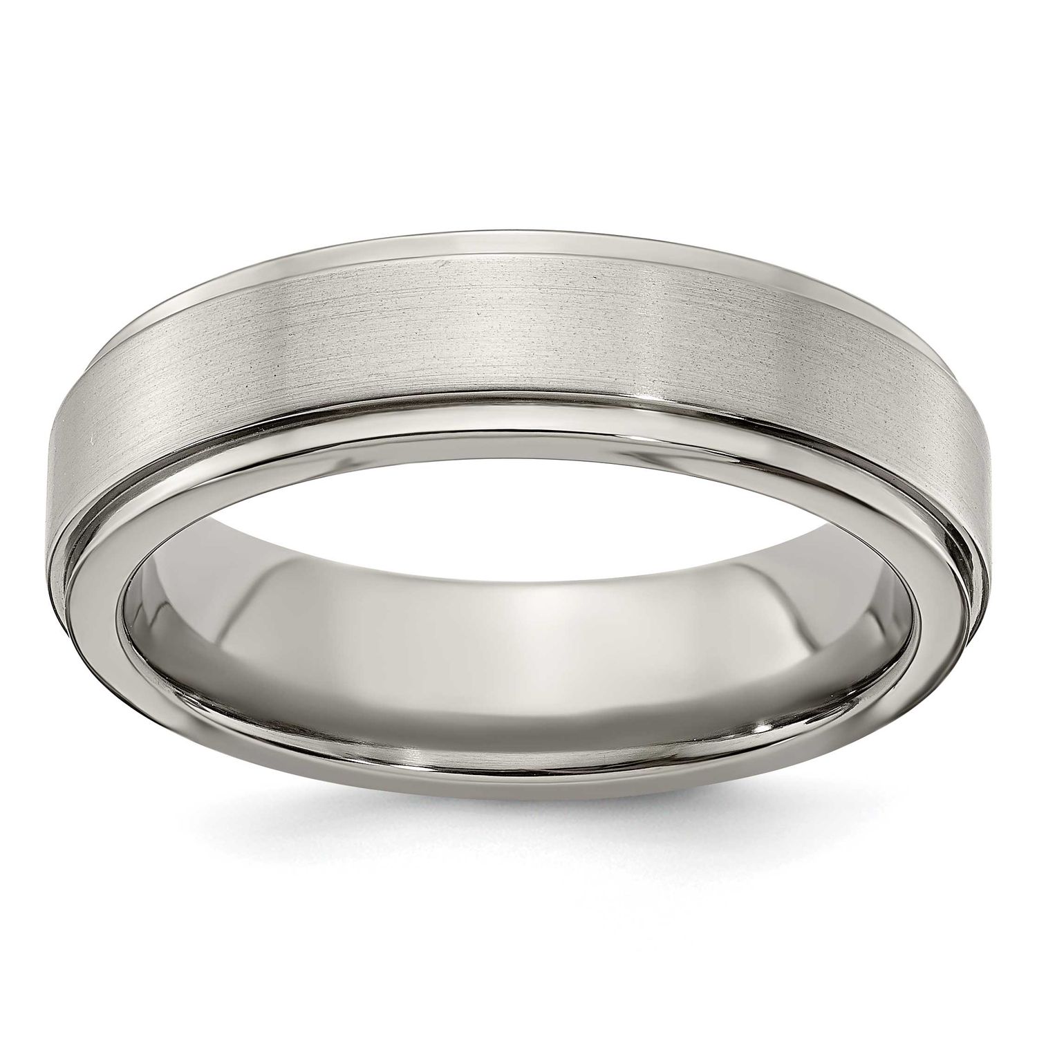Edward Mirell Polished Flat Step Edge 6mm Band Titanium Brushed, EMR149-6MM-8.5,