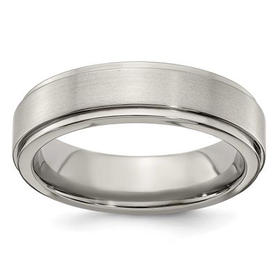 Edward Mirell Polished Flat Step Edge 6mm Band Titanium Brushed, EMR149-6MM-8.5,